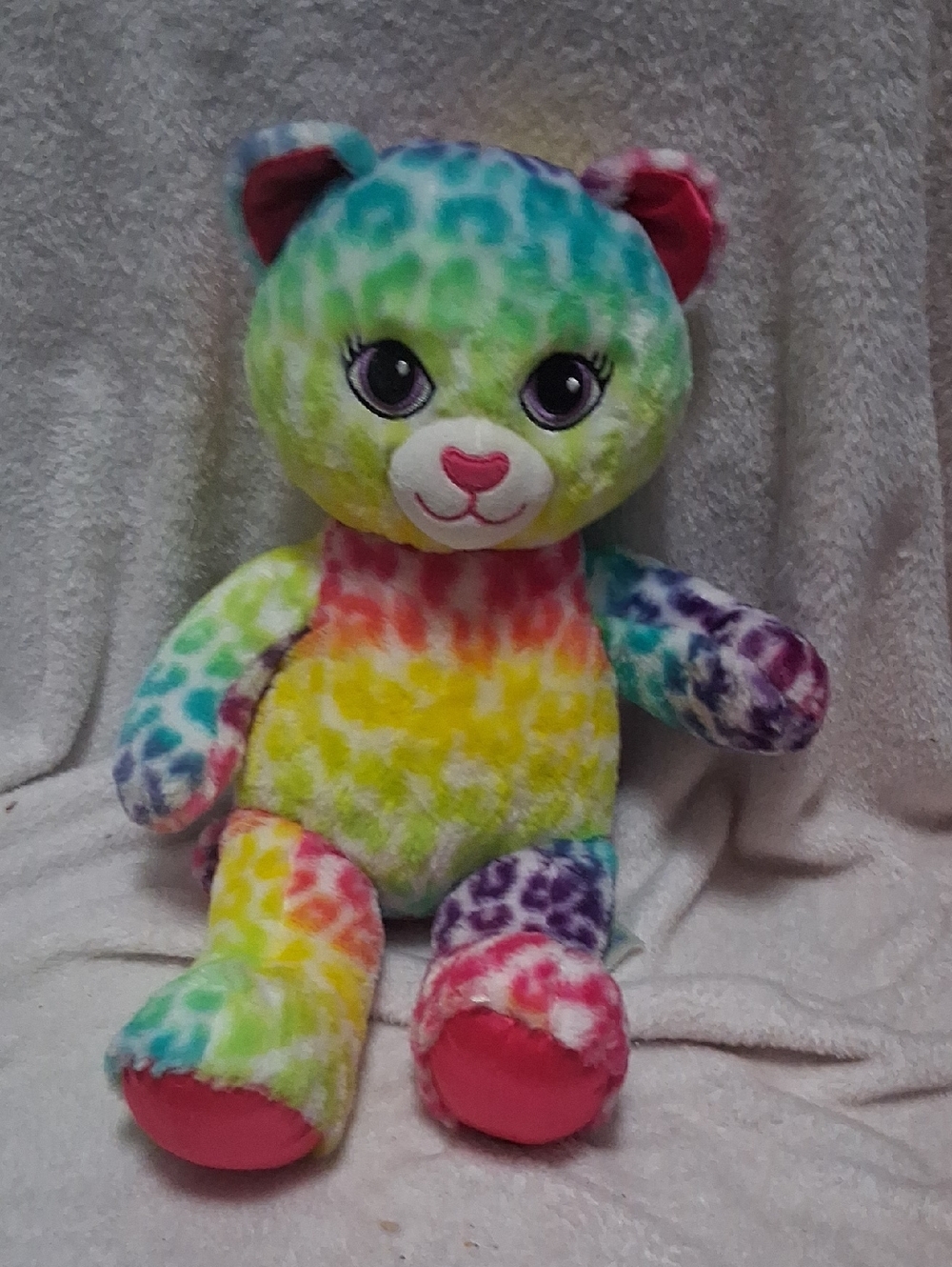 Build-A-Bear Rainbow Leopard Plush Bear - Green, Yellow, Blue, Purple, Pink